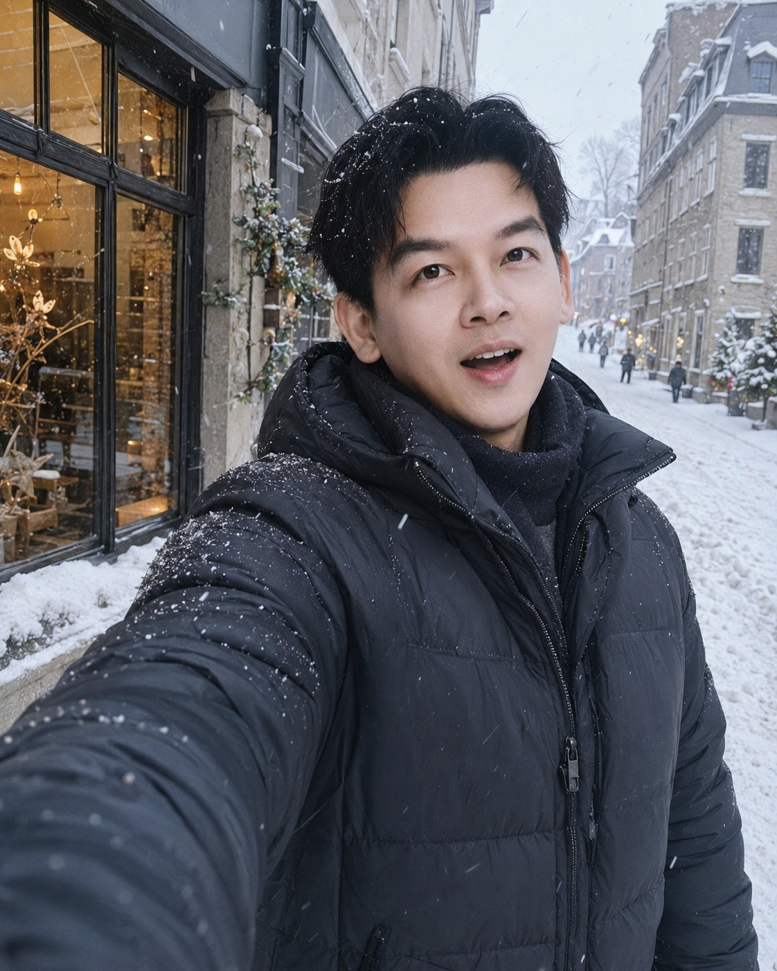 AI 真人攝影作品：第一次看見雪
